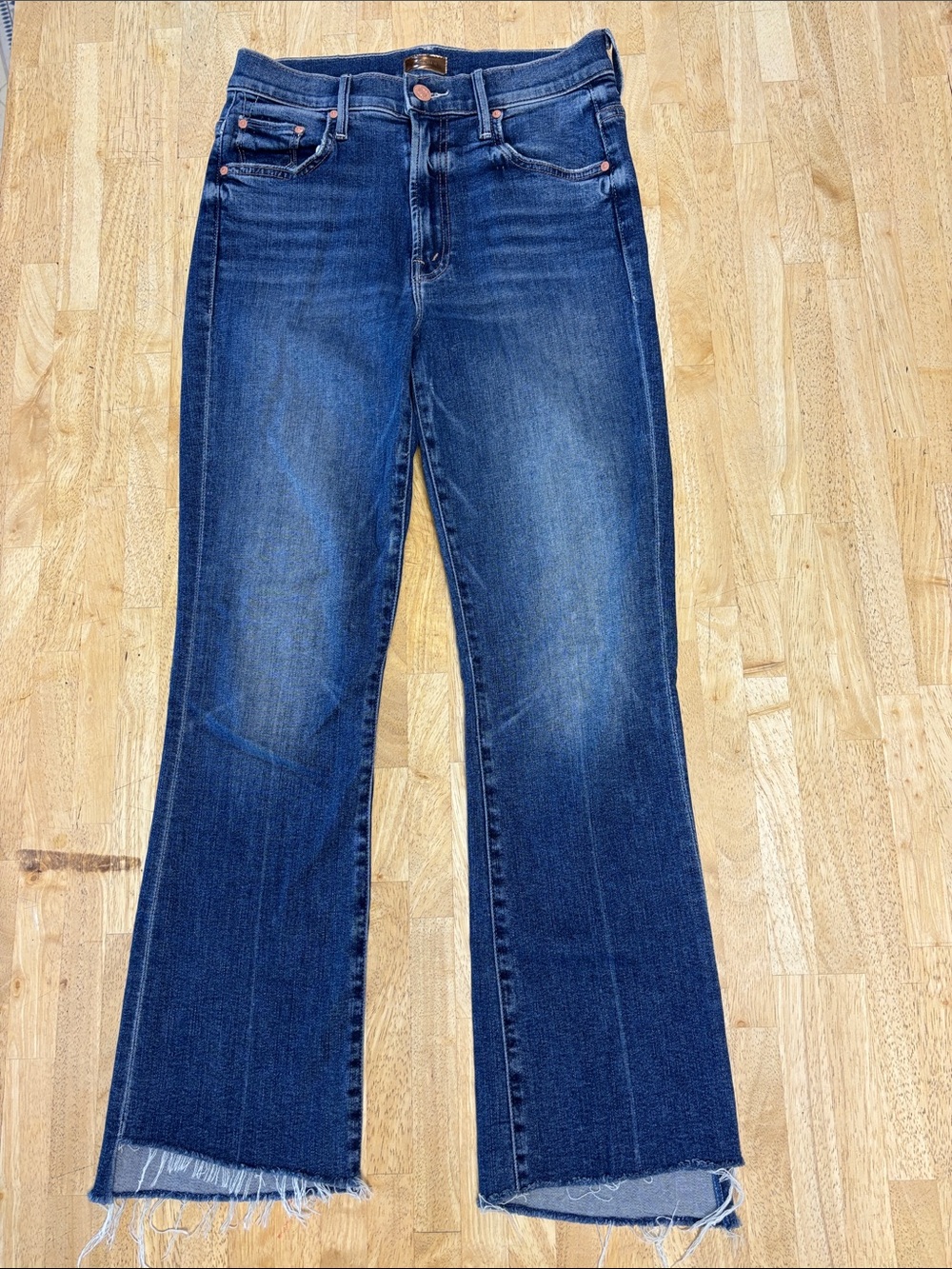 MOTHER Denim The Insider Crop Step Fray Jeans Size 26 Walking On Coals Wash Blue